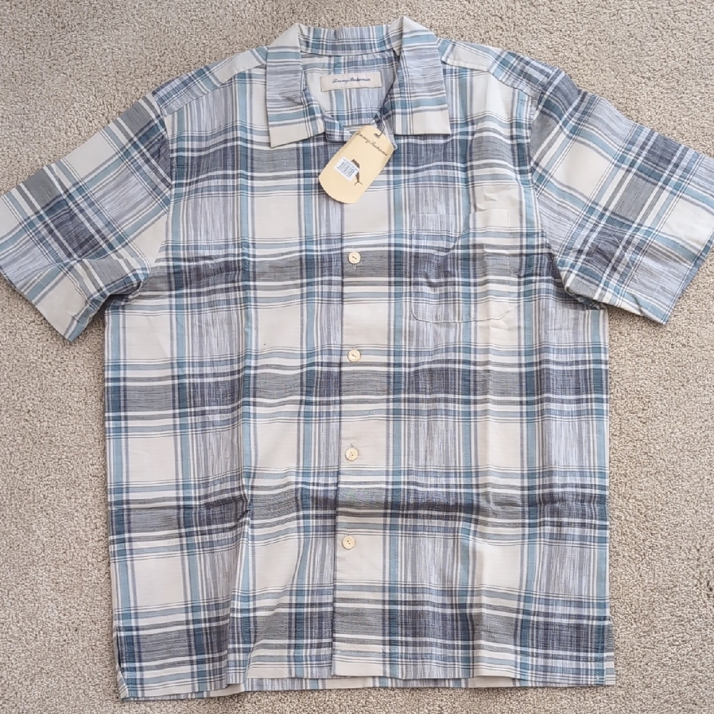 (Final Price)Tommy Bahama Blue and Gray Casual Button Down Shirt
